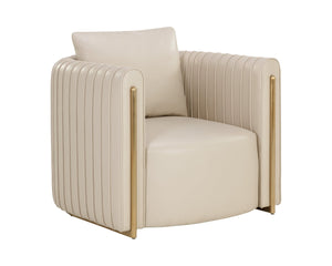 Sunpan ALIX Lounge Chair - Luxurious Napa Beige Faux Leather with Gold Accents for Stylish Comfort 111517