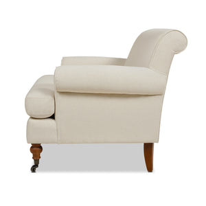 English Elm Jennifer Taylor Home - Alana 38" Lawson Accent Arm Chair With Metal Casters - Elegant Light Beige Linen Upholstery B2719P238305