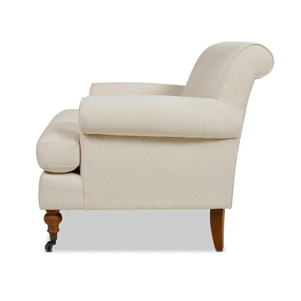 English Elm Jennifer Taylor Home - Alana 38" Lawson Accent Arm Chair With Metal Casters - Elegant Light Beige Linen Upholstery B2719P238305