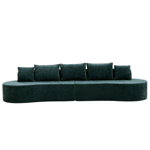 English Elm 138.6" Curved Modular Sectional Sofa Low Profile High Density Foam Living Room Lounge Dark Green N767P366006D