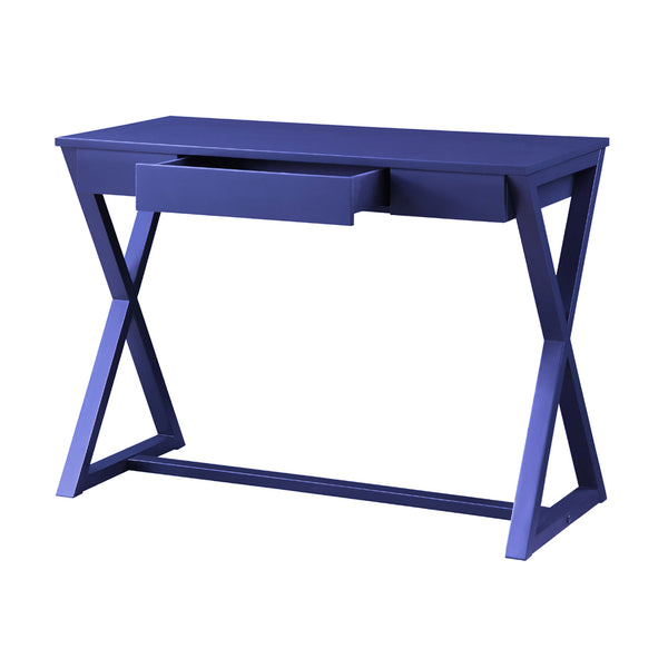 English Elm Rectangular Twilight Blue Writing Desk with Hidden Drawer, Poplar & MDF, X-Base Support, Modern Charm B016P322885