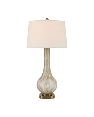 Currey & Company Bombon Table Lamp - Fused Glass Design With Antique Brass Base & Crystal Finial For Elegant Decor Brown Glass ,Metal 6000-1025-currey-company