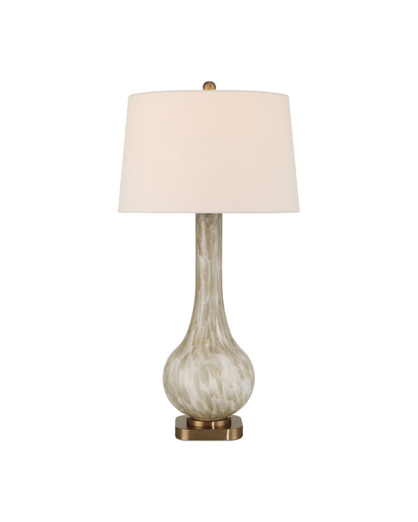 Currey & Company Bombon Table Lamp - Fused Glass Design With Antique Brass Base & Crystal Finial For Elegant Decor Brown Glass ,Metal 6000-1025-currey-company