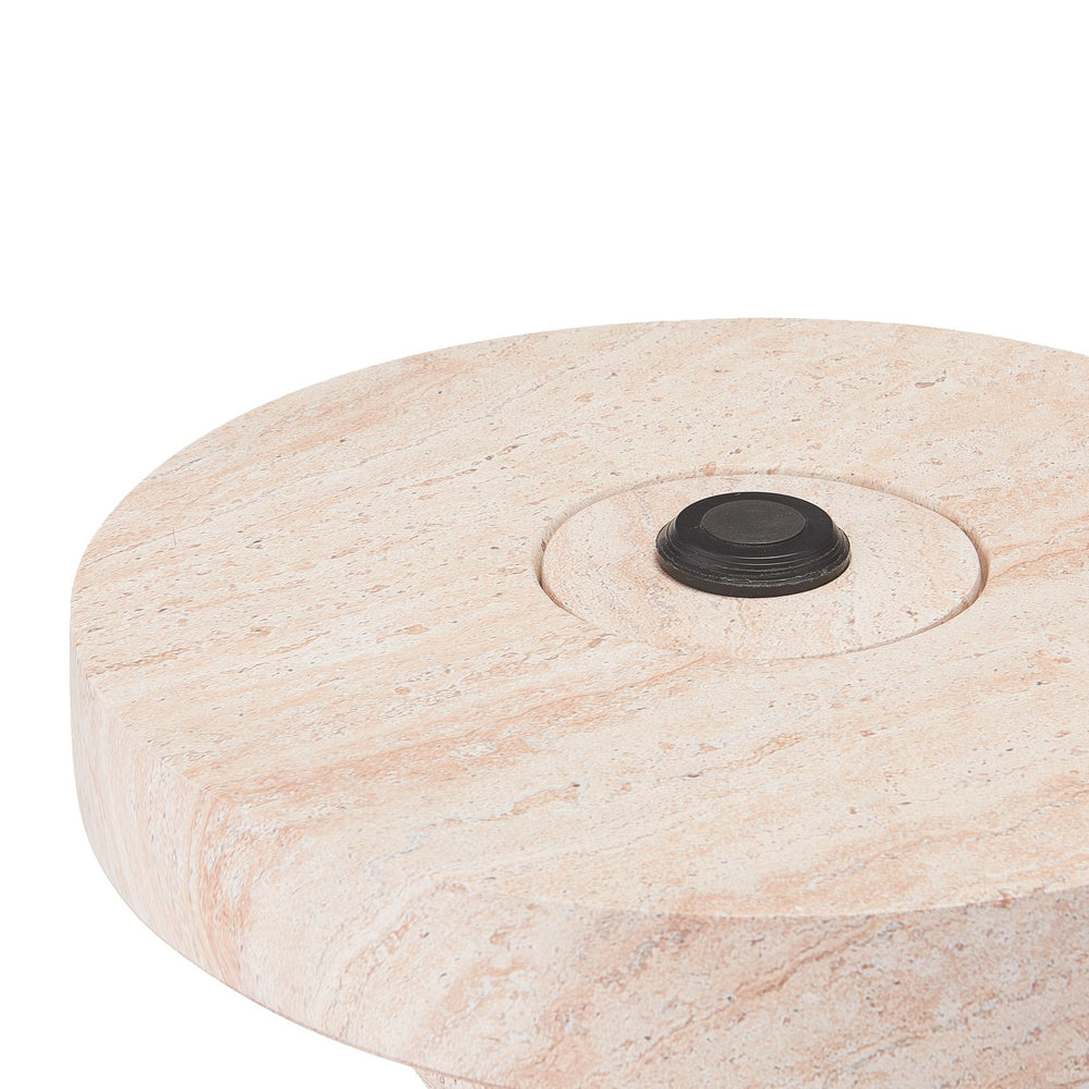 English Elm Mgo Outdoor Umbrella Side Table with Stone Travertine Finish for Patio Poolside N772P386626T
