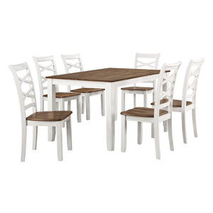 English Elm Cherry Dobson 7pc Dining Set - Cherry & White Two-Tone Acacia Wood Table with 6 Double X-Back Chairs купить B011P188434