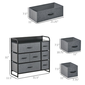 English Elm HOMCOM 7-Drawer Dresser with Steel Frame and Wooden Top, Foldable Fabric Drawers for Organized Living Spaces Dark Gray W2225P229651