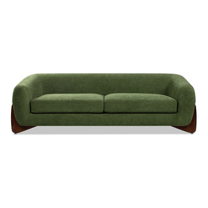 English Elm Jennifer Taylor Home - Alpine 90.5" Sherpa Sofa in Moss Green Teddy Fleece — Deep 24" Seat, Removable Cushions, Oak Legs B2719P280162