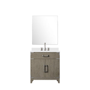 English Elm Grey Oak Single Bath Vanity Set With Cultured Marble Top, Chrome Faucet & Matching Mirror 30" W B2731S02007
