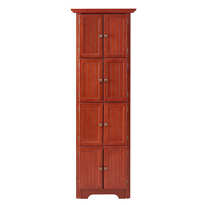 English Elm 4-Tier Corner 8-Door Cabinet with 4 Shelves — Space-Saving Farmhouse Storage for Kitchen Living Room Office Cherry W2275P269082