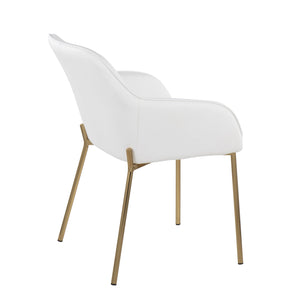 English Elm Daniella Contemporary Dining Chair Set Of 2 - Gold Metal & White Faux Leather, Modern Elegance B202S01329