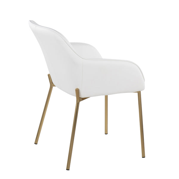 English Elm Daniella Contemporary Dining Chair Set Of 2 - Gold Metal & White Faux Leather, Modern Elegance B202S01329
