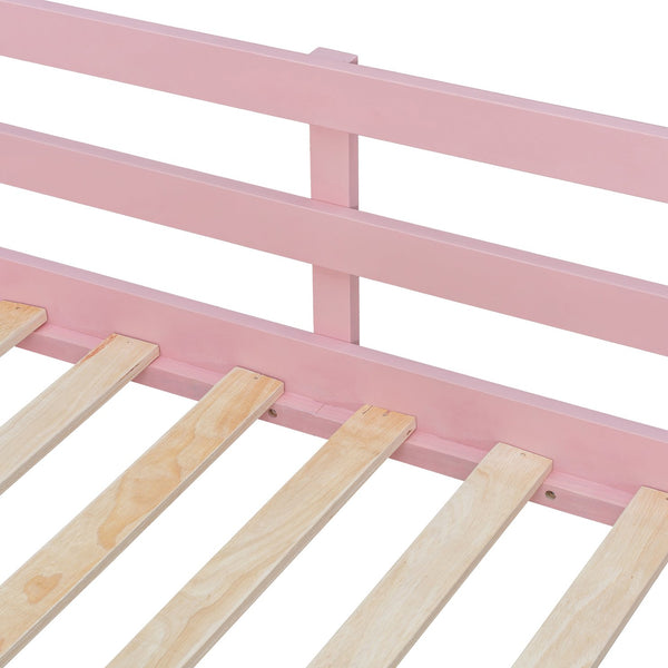 English Elm Twin Bunk Bed with Storage Drawers Hanging Rail Led Shelves and Pegboard Organizer Pink LT000282AAH
