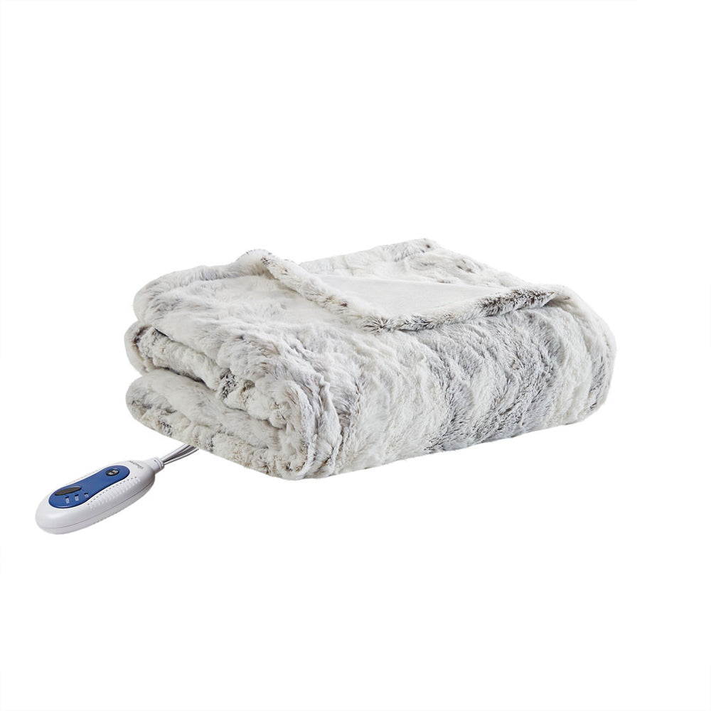 JLA Home Beautyrest - Oversized Plush Faux Fur Heated Throw with Secure Comfort, Low EMF, OEKO-TEX, Machine Washable BR54-1371