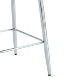 English Elm Modern White Pu Bar Stool - Silver Metal Legs With Cross Reinforcement.White,Silver Metal Legs,Bar Stool.Set Of 2 Chairs.