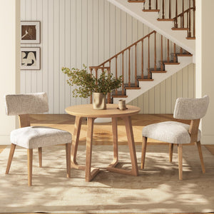 English Elm Jennifer Taylor Home - Louise Split Back Upholstered Dining Side Chair Set of 2 in Travertine Beige Chenille with Solid Rubberwood Legs and Cozy Texture B2719P269263