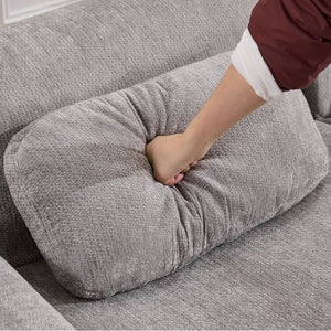 English Elm Modular Chenille Deep Seat Sectional Sofa with Bamboo Frame for Living Room Lounge Grey W1829S00072