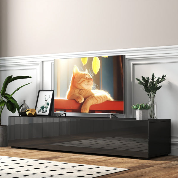 English Elm Modern Floating Media Console with Drop Down Doors and Display Shelf for Living Rooms W331P361255