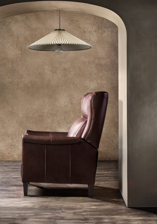 Hooker Furniture Henley Luxe Power Recliner In Top-Grain Aniline Leather With Power Headrest And Usb Charging Red RC826-PH-054