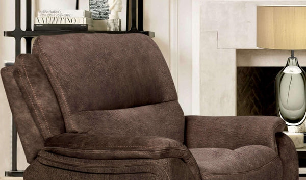 English Elm Transitional Multi-Function Glider Recliner with Channel Back, Cup Holders, Hidden Storage, Upholstered Comfort Dark Brown 43 L x 34 W x 30 H B2741P385036