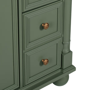 English Elm 35.6" Freestanding Bathroom Vanity with Roman Column Base and Ceramic Integrated Sink W1801S00008