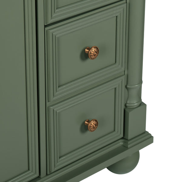 English Elm 35.6" Freestanding Bathroom Vanity with Roman Column Base and Ceramic Integrated Sink W1801S00008