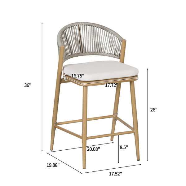 English Elm Christopher Knight Home® - Outdoor 26" Aluminum Frame Counter Stools Set Of 2 With Scallop Backrest & Cushions For Patios N772P245123W