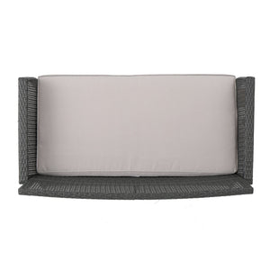 English Elm Christopher Knight Home® - ST LUCIA LOVESEAT Woven PE Rattan Outdoor Sofa with Waterproof Cushions, Rust‑Resistant Iron Frame, Cozy Seating Grey 62950.00GRY