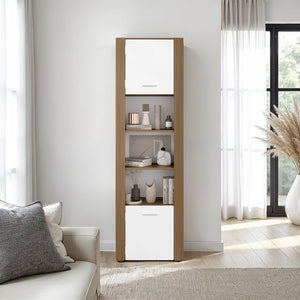 English Elm Dupont Tall Bookcase with Lower Cabinet Five Shelves Two-tone Modern Display B092P474473