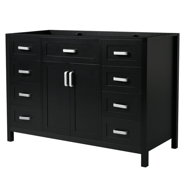 English Elm Christopher Knight Home® - 47" Bathroom Vanity Cabinet Base with 2 Soft-Close Doors & 8 Drawers, Pine Legs, Modern Classic Appeal Black N759P337621B