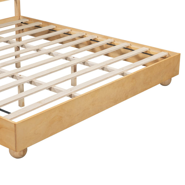 English Elm Natural Solid Wood King Bed Reeded Headboard Scandinavian Minimalist Bedroom Frame N758K631920N