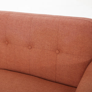 English Elm 67.25" Button Tufted Mid-century Loveseat with Rubberwood Legs for Compact Living Spaces Burnt Orange N771P371392D