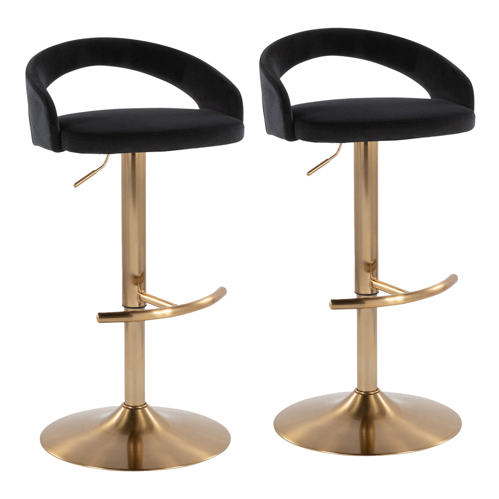English Elm Adjustable Swivel Barstools Set of Two with Chrome Base Mid-century Kitchen Counter Seating Black B202S01989