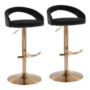 English Elm Adjustable Swivel Barstools Set of Two with Chrome Base Mid-century Kitchen Counter Seating Black B202S01989