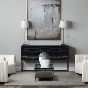 Crestview Collection 37.25"H Metal Buffet Lamp - Modern Transitional Style With Brass Accents & White Linen Shade For Elegance   Cvaer1989