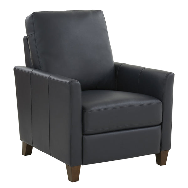 English Elm Pablo Midnight Blue Faux Leather Recliner with Tapered Wood Legs, High-Density Foam Comfort, Manual Recline (34.25"W) B050P229963