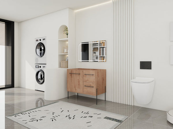 English Elm 36" Freestanding Vanity with Integrated Resin Sink Soft Close Drawers Modern Bath W999P405130