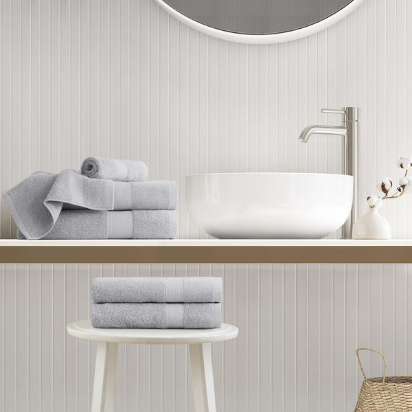 JLA Home Comfort Spaces - 500GSM Plush 6pc Towel Set Crafted from 100% Turkish Cotton for Spa Softness, Quick-Dry, Oeko-Tex Safe Light Grey AM73-0230