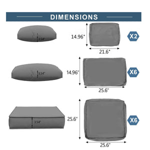English Elm Outdoor Sky Blue Patio Cushions Set 14-Piece Deep Seat Replacement with Fade-Resistant Polyester, Machine-Washable Zippers and 28D High-Rebound Support W419P313011