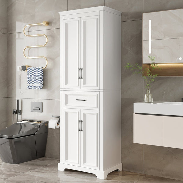 English Elm 70.8" Freestanding Bathroom Vanity with Soft-Close Doors, Adjustable Shelves, Anti-Tip Safety & Sleek Handles N729P335558K
