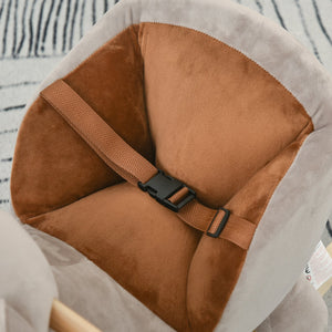 English Elm Qaba Plush Bear Toddler Rocker with Wooden Base Sound Feature and Safety Belt W2225P229171