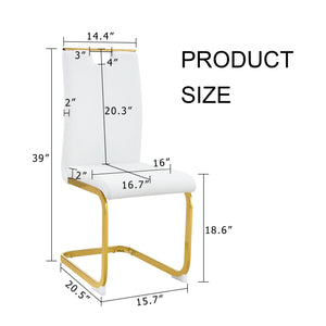 English Elm Modern Cantilever Gold Frame Pu Leather Dining Chairs Glam Set of Four Gold,White W3875P372858