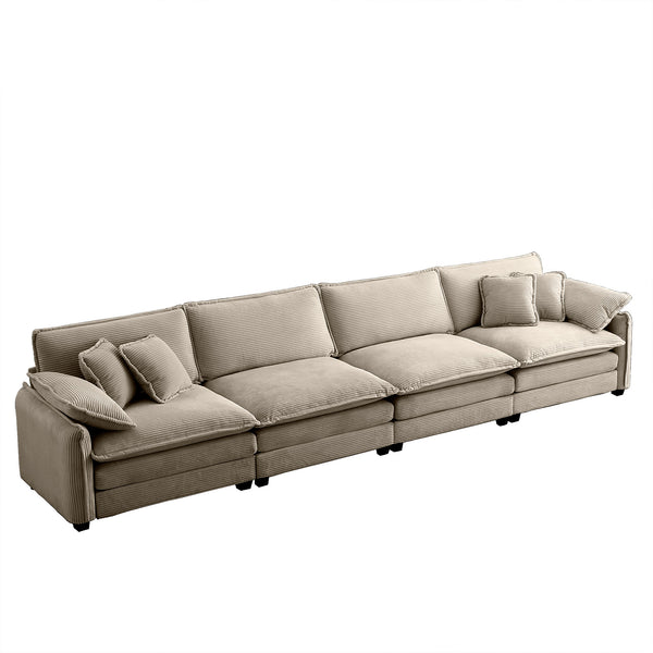 English Elm Corduroy Sofa - Stylish 4-Seater Upholstered Comfort For Modern Living Rooms & Offices, Easy Care! W714S00720