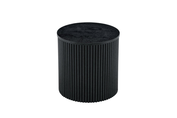 English Elm 2-piece Nesting Round Tables Roman Column Base with Storage Black Wood Grain Living Room W3875P396796