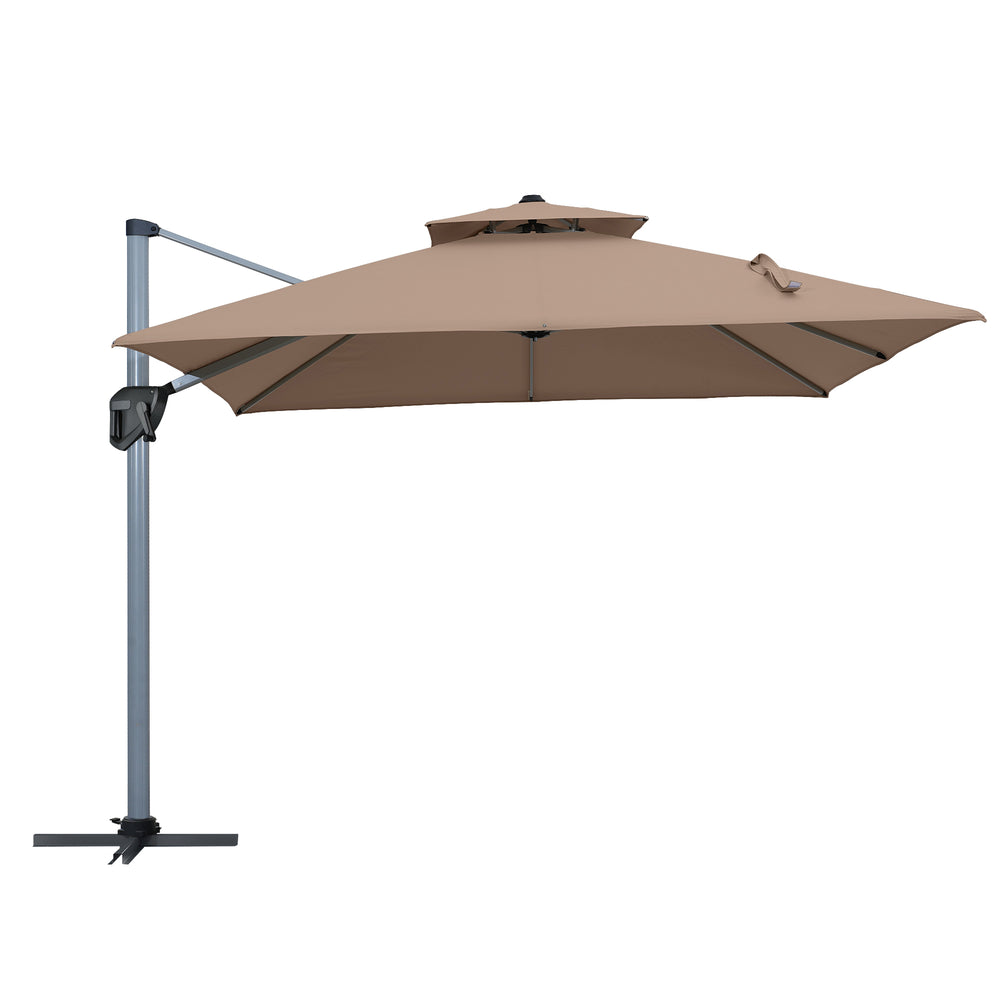 English Elm 11FT Patio Umbrella with Double Venting Top, UPF50+ 11x11ft Shade, Aluminum Frame, Tilt & Rotate Brown 106.3 L x 16.14 W x 6.3 H T3609P347439