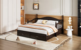 English Elm Wooden Twin Size Daybed With Twin Size Trundle, Extendable Daybed With Two Storage Drawers, Espresso(Expected Arrival Time:9.12)