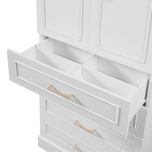 English Elm 72.2'' Tall Freestanding Bathroom Cabinet with 3 Drawers, Adjustable Shelf, Soft-Close Doors, Modern Elegant Design White N729P296769K