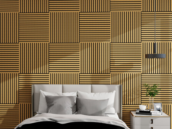 English Elm 4pcs Matte Finish Mdf Acoustic Wall Panels 3d Slat Design for Modern Home Office Walnut W3022P431999