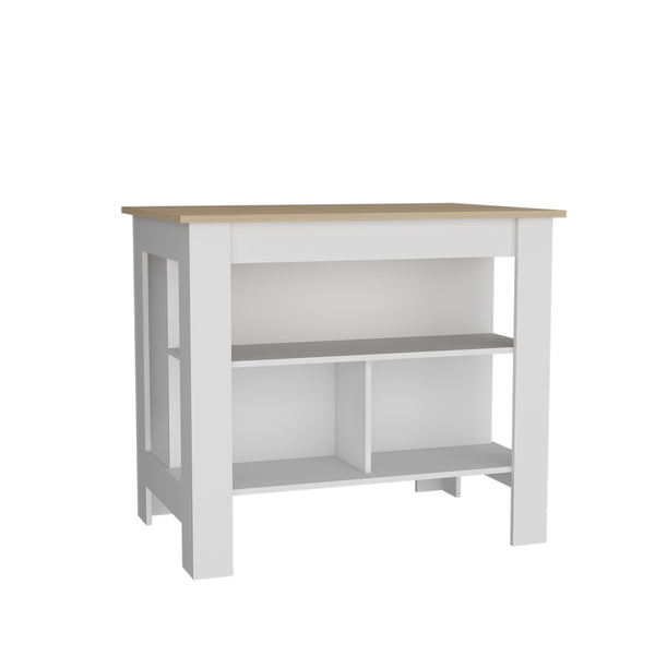 English Elm Cortes 2-Tier Kitchen Island With Spacious Worktop, Versatile Storage & Reversible Design For Dining B070P234331