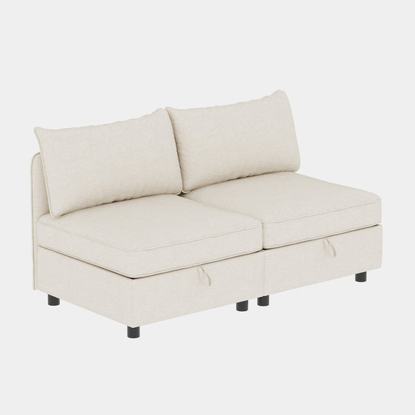 English Elm Modular Fabric Sectional Sofa with Under Seat Storage and Sleeper for Living Room W680S00133