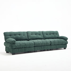 English Elm Modular Cloud Sectional Sofa Flannelette Deep Seat Couch for Living Room with Pillows Green W2120S00031